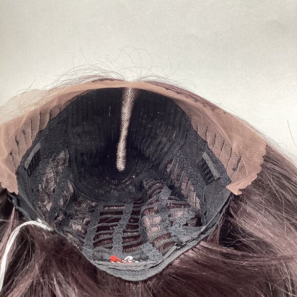 Lyna Angled Bob 99J dark Plum Wig Deep Part Lace Front Straight Synthetic Hair - Picture 6 of 9